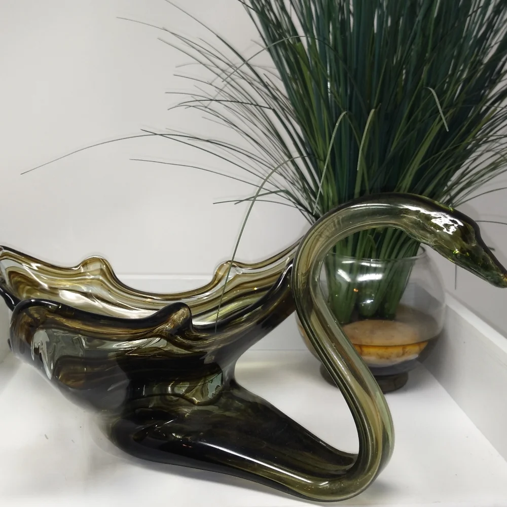 Glass Swan Dish